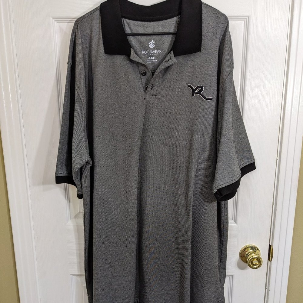 Rockawear Gray Black Classic Logo Polo Shirt - size 4XB